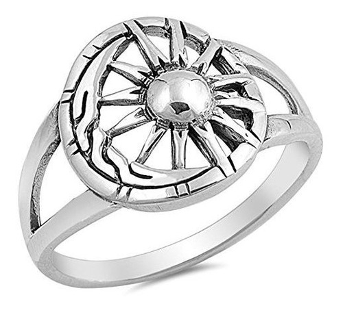 Anillo Sun Moon Universe Amazing Detail Nuevo .925 Sterling