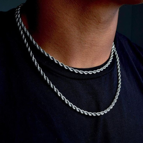 Imagen 2 de 8 de Cadena Collar De Hombre Cadenita Soga Acero Quirurgico