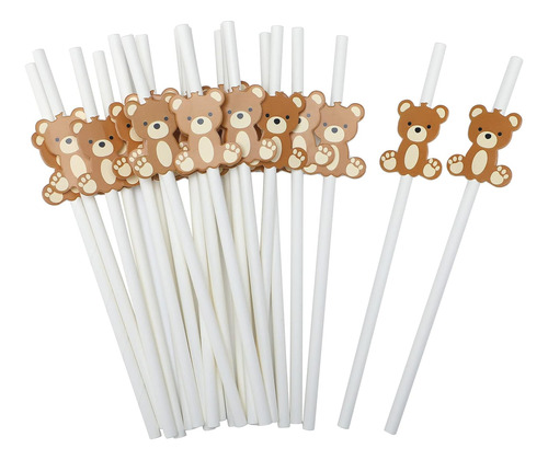 100 Pajitas De Papel Bear Little Cutie Straws Snowflake D...