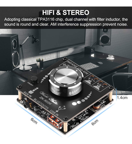 Tablero Amplificador Makerhawk Tpa3116d2 Hifi Stereo 2x50w Color 0 W