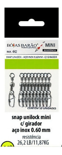 Snap Unilock C/ Girador Mini Barão - Aço Inox 0,60mm 10 Unid