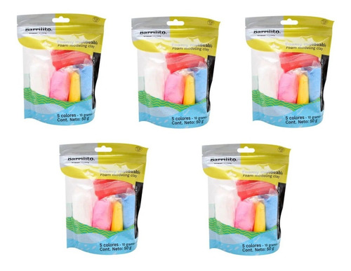 Foamy Moldeable 10 Grs C/u Mix De 5 Colores Barrilito 5 Pza
