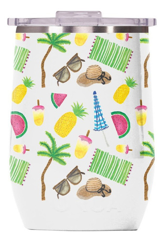 Termo Orca Vino 12 Oz Acero Inoxidable Playa Color Estampado