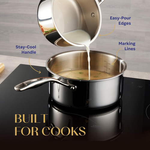 Batería De Cocina Legend Cookware Acero Inoxidable 3 Capa...