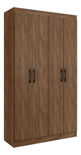Guarda-roupa Solteiro 4 Portas Lyon 8 Prateleiras Castanho - Cor Marrom
