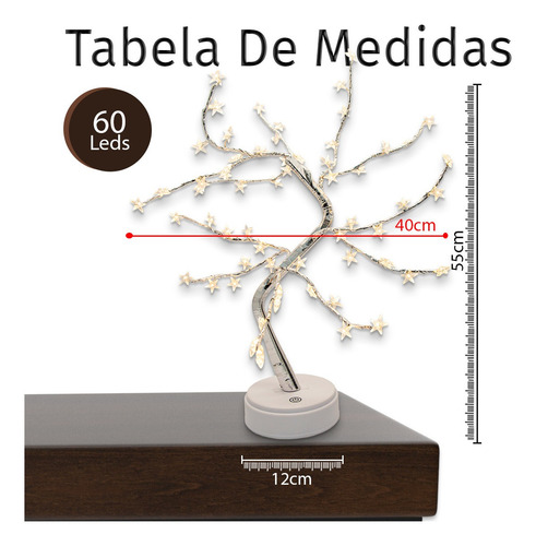 Imagem 7 de 7 de Linha Lumiere - Luminaria Arvore Australia 60leds Dc47