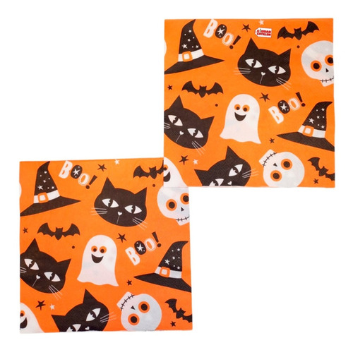 Servilletas Halloween Gato Boo Fantasma X20 -ciudad Cotillón