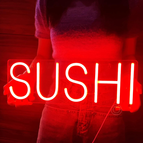Letrero De Luz Led De Neón Rojo De Sushi Para Negocios, Para
