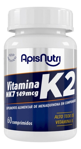 Vitamina K2 Mk7 60 Cápsulas Fórmula Premium Apisnutri Sabor Natural