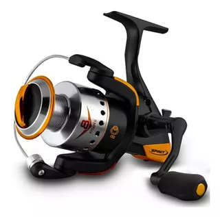 Reel Frontal Spinit Titan 2 V8 800 Variada Mar 8 Rulemanes Color Negro con Dorado Lado de la manija Derecho/Izquierdo