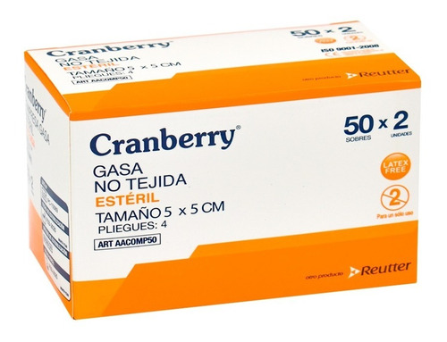 Gasa No Tejida Estéril 5 X 5 Cm Cranberry Caja 50 Und