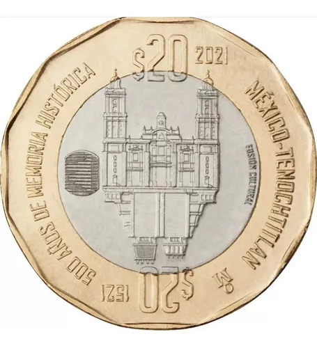 Moneda De $20 Conmemoración De Tenochtitlan 500 Años