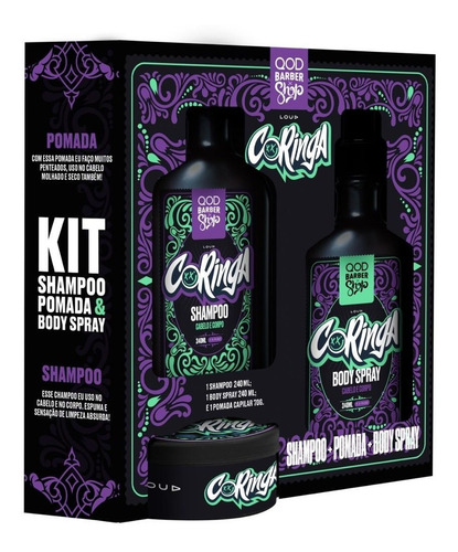 Imagem 3 de 6 de Qod Loud | Kit Coringa Shampoo + Pomada Capilar + Body Spray