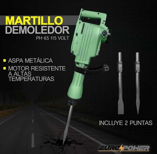 Imagen 8 de 8 de Martillo / Demoledor Electrico Europower 115 Voltios Ph-656.