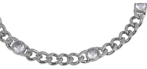 Pulseras Mujer, Cadena Oro 14k Plata Zirconia Cúbica Luckyly Diámetro 10.5 Largo 215 Cm