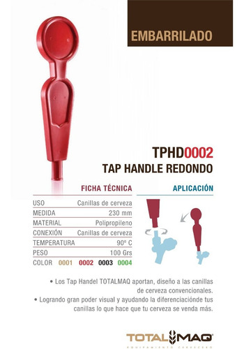 Tap Handle Manija Canilla Cerveza Redondo Rojo Totalmaq