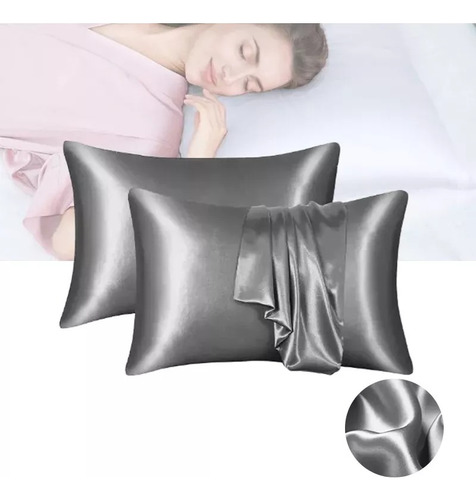 2 Funda De Almohada Cuidad Cabello Seda Transpirable Cómoda