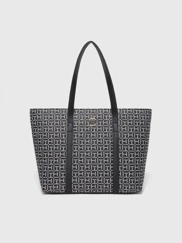 Bolsa Tote Negro Con Monograma De Mujer Tommy Hilfiger Negro