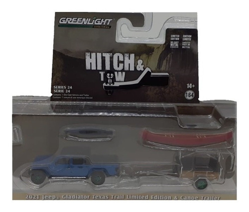 Greenlight Hitch & Tow Green Machine 2021 Jeep Gladiator Color Azul/verde