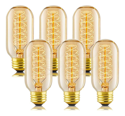 Sevici T45 Edison Bulbo 40w, 6-pack Bombilla Retro Regulable