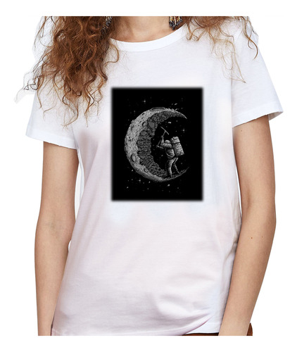 Camiseta Dama Estampada astronauta Minando La Luna