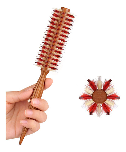 Small Round Boar & Nylon Bristle Hair Brush For Blow Drying 