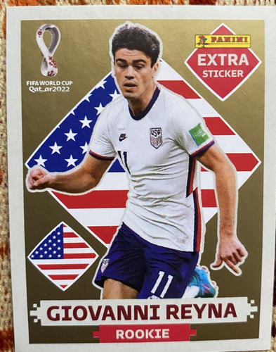 Cromo Panini Giovanni Reyna Gold Rookie Extra Sticker 