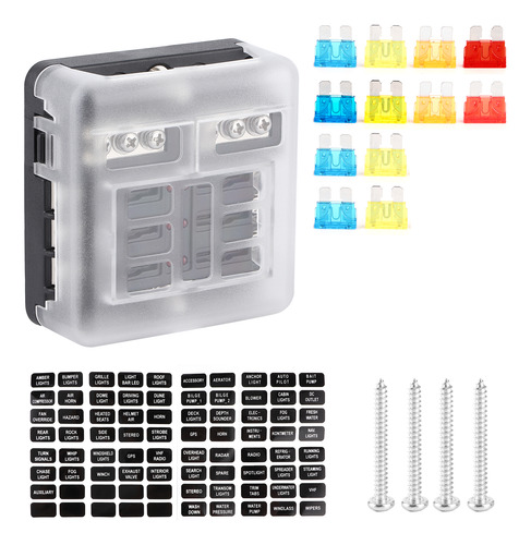 Caja De Fusibles De 6 Vías Con Indicador Led Para Automóvil