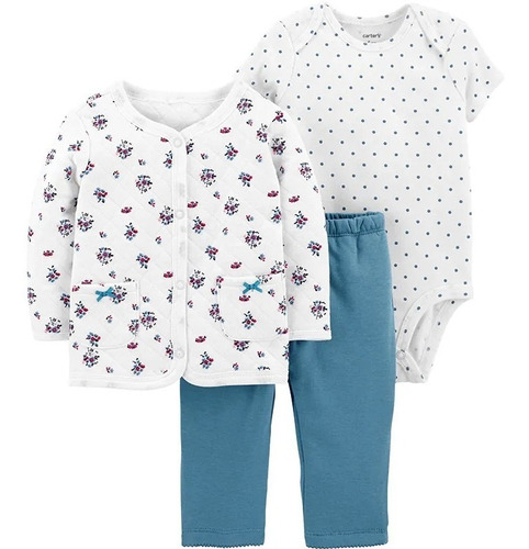 Carters Set Algodon Doble Matelase + Pantalon + Body Corto