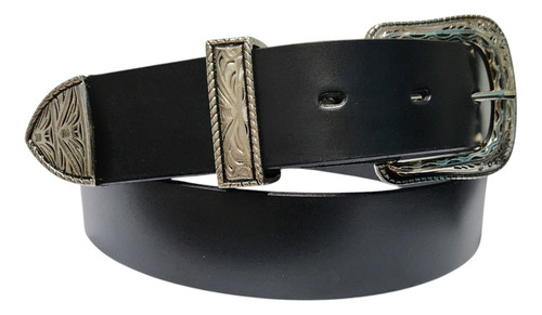 Cinturon Vintage De Piel Negro 34