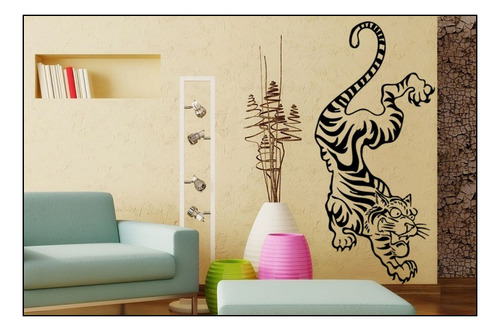 Sticker Calcomanía Tigre Cazando Animado P Pared Decorativo