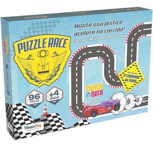 Quebra Cabeça Cartonado Pista Puzzle Race Com Carrinho