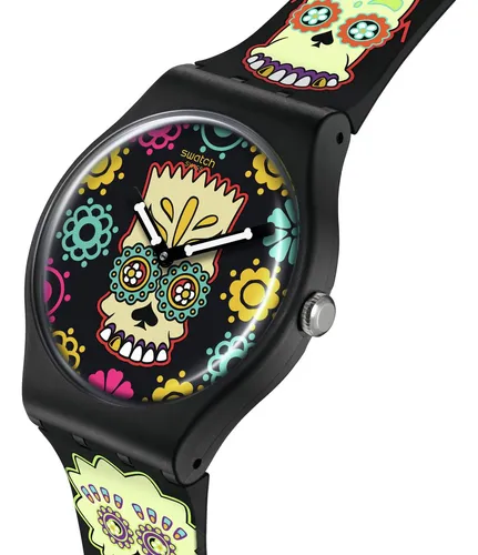 Reloj Swatch Simpsons Halloween Unisex Cuarzo Negro