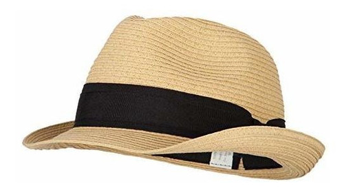 Sombrero Fedora De Paja Con Trenza De Papel Para Mujer