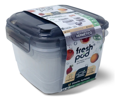 Freshpod 10pz Contenedores Con Tapa Silicona Y Filtro 8111 Transparente