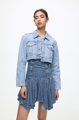 Campera Cropped Denim Jacket Pull & Bear Importada