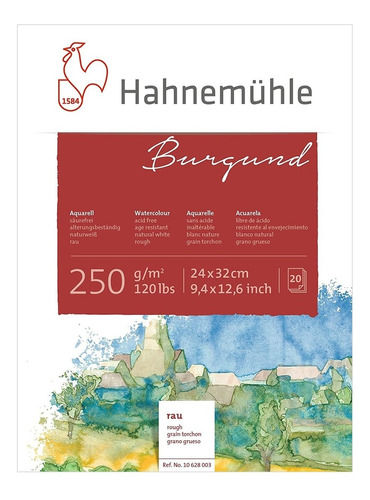  Hahnemühle Block Burgund 24x32 250g 20h Grano Grueso