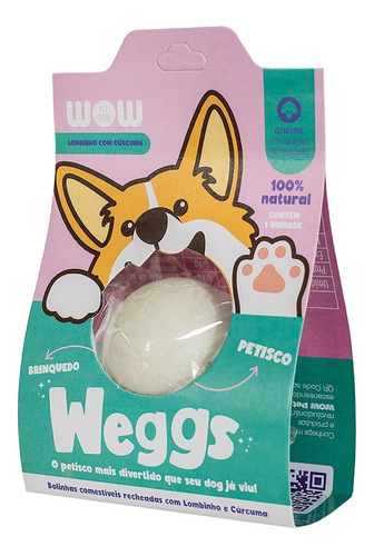 Bolinha Petisco Natural Comestível Lombo Curcuma Weggs Wow P