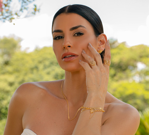 Pulseira Feminina De Ouro 18k Maciço Bismarck Diamantada 5mm