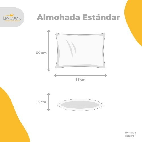 Blancos Monarca 200 Hilos Estándar Extra-firme almohada Tradicional 66cm 50cm pack 2 unidades