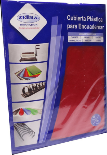 Pasta Para Engargolar Encuadernar Rojo Translucido Paq 50pz