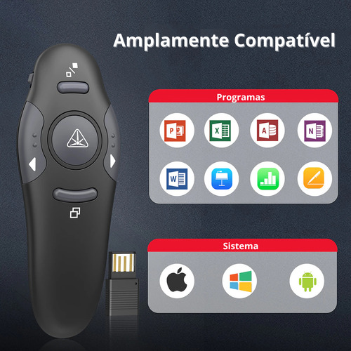 Apresentador De Slides Pointer Lpt8 Power Point Apontador La Preto