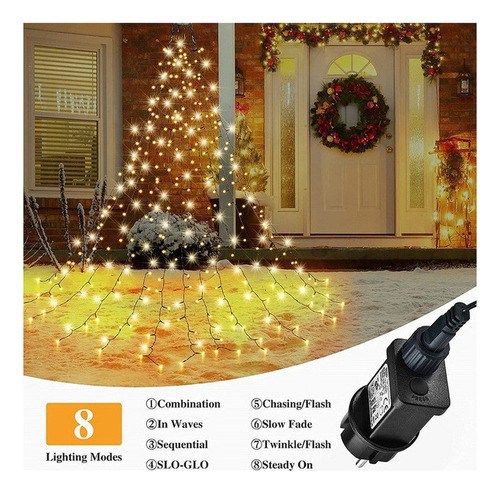 Cadena De Luces Para Árbol De Navidad Con 8 Modos Y Adorno E