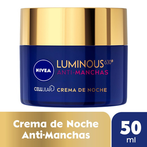 Imagen 3 de 6 de Antimanchas Crema de Noche Reparadora Nivea Luminous630 para todo tipo de piel de 50mL
