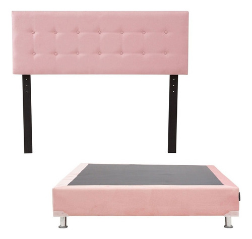 Cabecera Queen Size Dicasa Bilbao Rose + Box Dicasa Pink Color Rosa