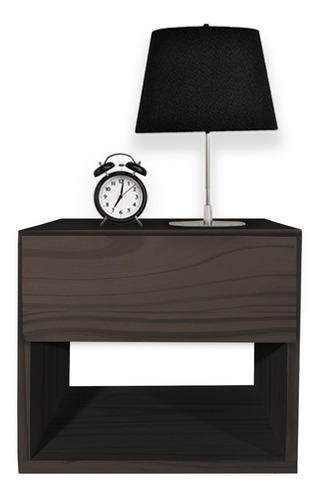 Mesa De Luz Flotante Moderna Mesita Con Estante Y Cajon Sajo