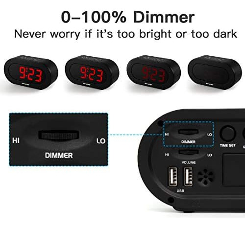 Reacher Reloj Despertador Led Pequeño Con Operación Simple,