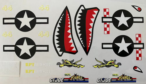 2 Calcomanías Para Gi Joe P-40 Warhawk