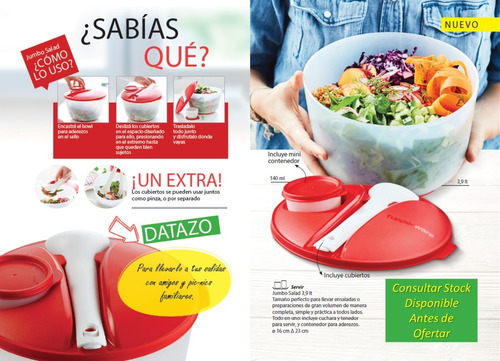 Ensaladera 3,9 Lt Con Utensilios Jumbo Salad De Tupperware 