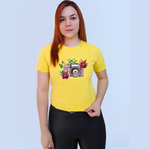 Polera Dama Estampada 100%algodon Camara Con Flores